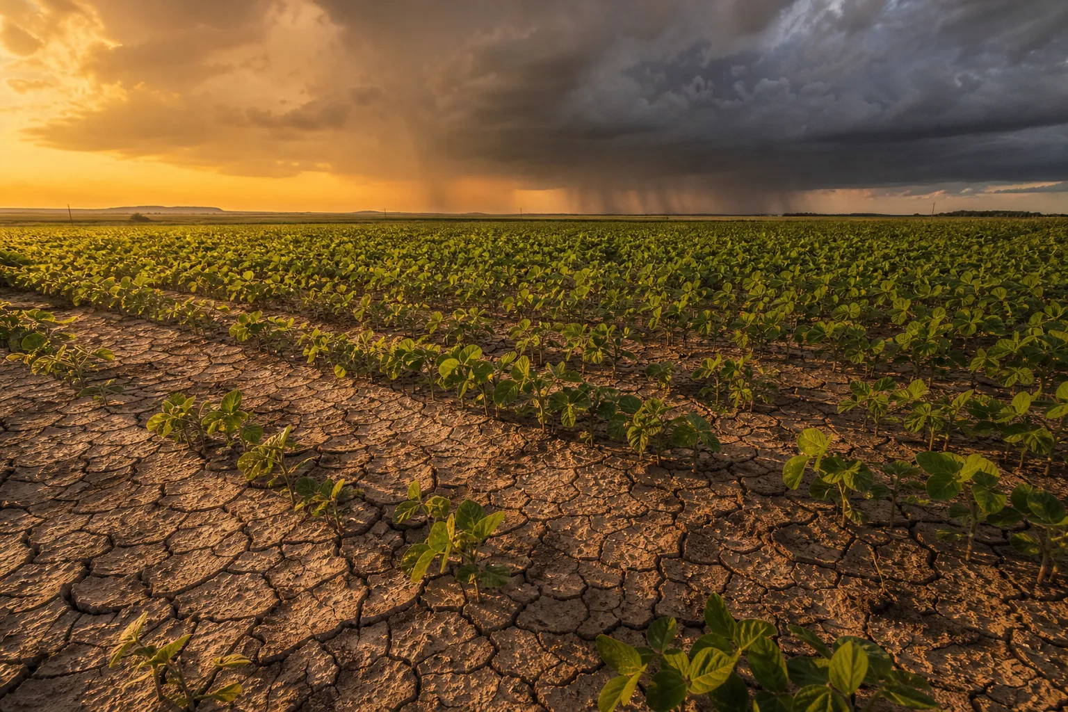 Lavoura de graos sob impacto climatico de calor extremo e El Nino no Brasil central