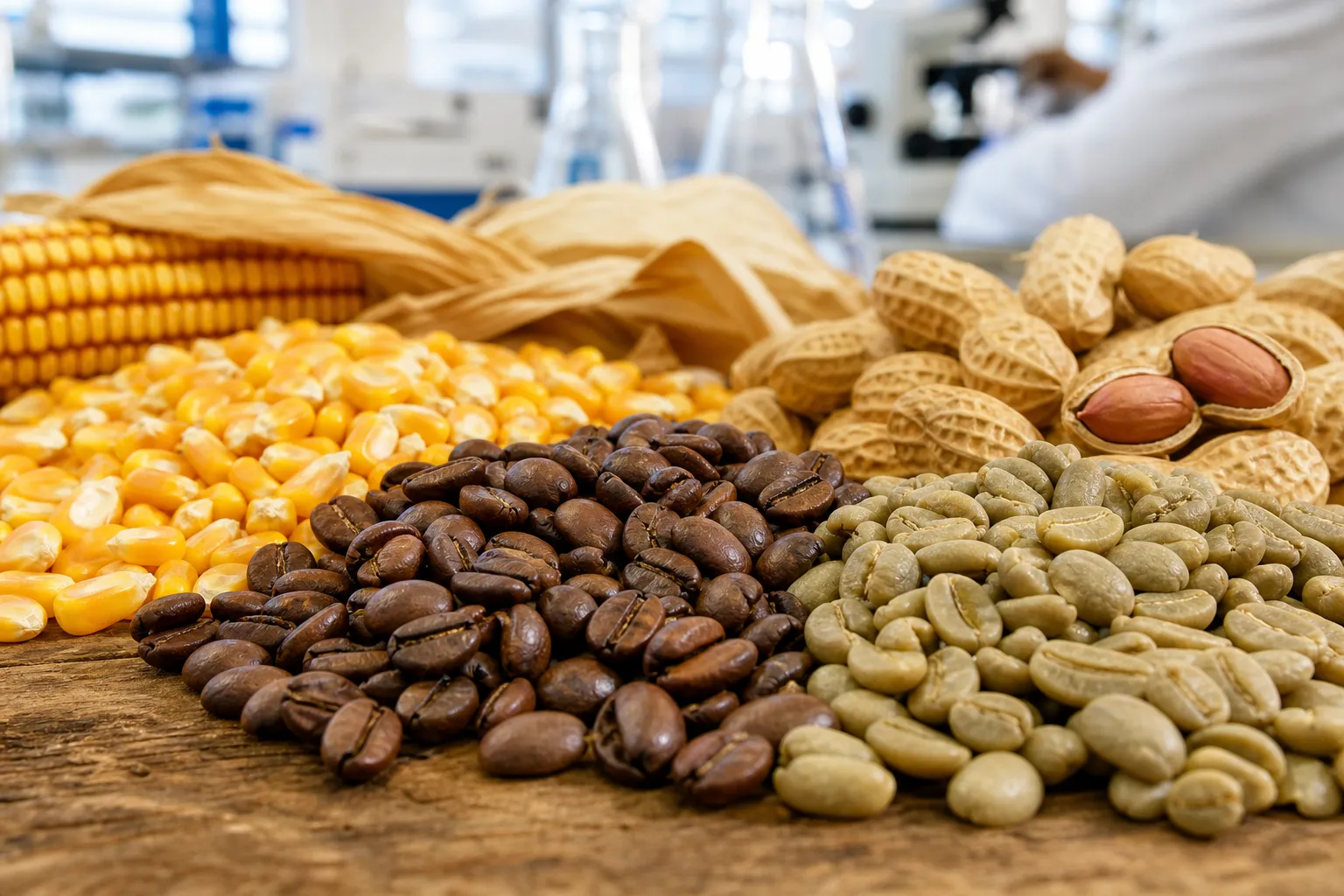 Graos de milho cafe e amendoim analisados para deteccao de micotoxinas